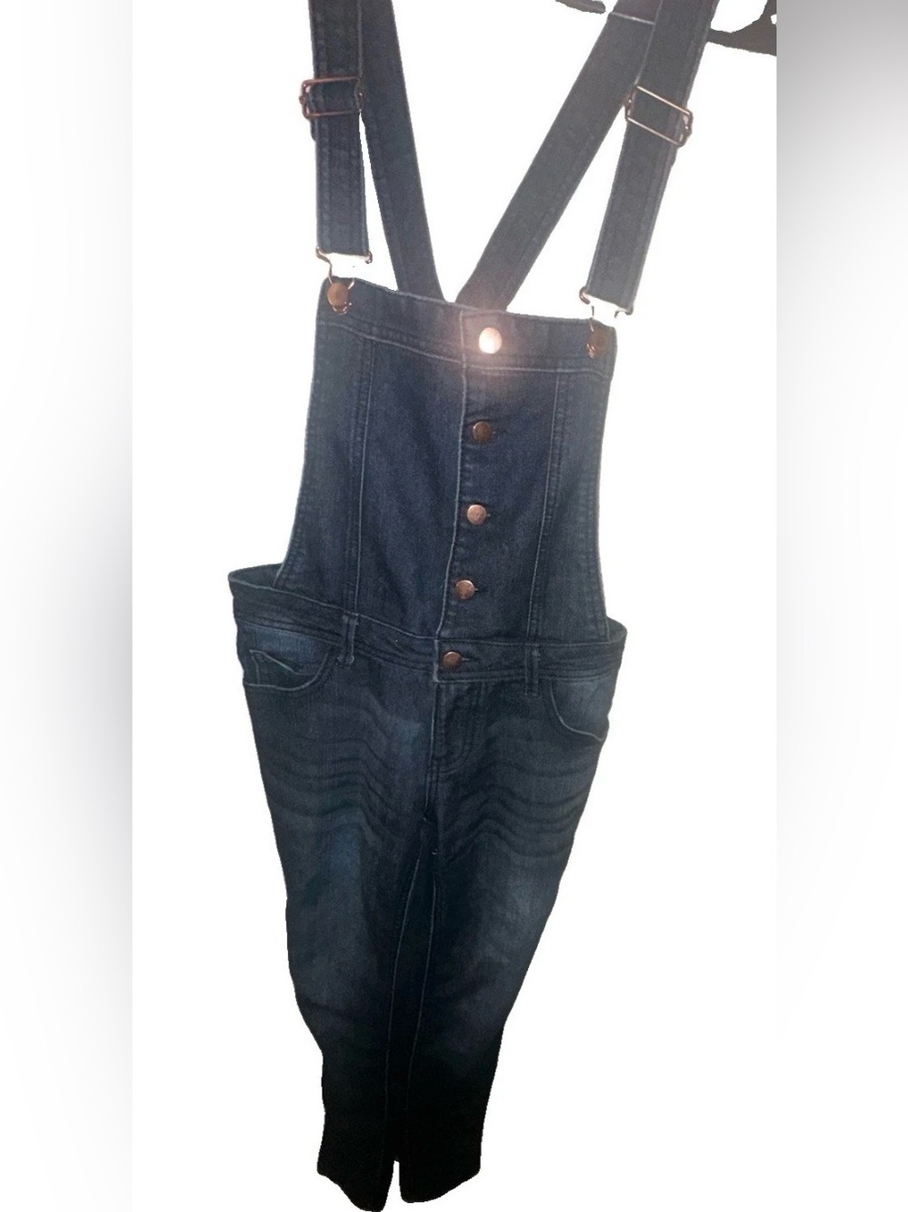 Dark Wash Denim Overalls with Button Front Size S